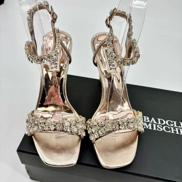 Badgley Mischka Galia Open Toe 4” Heels Size 6.5 - Picture 2 of 15